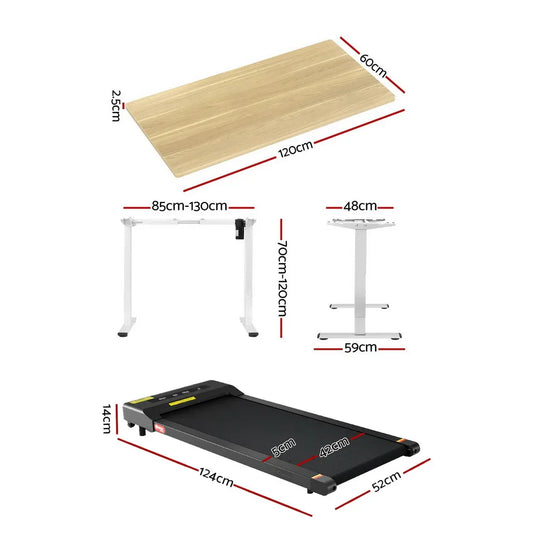 Artiss Electric Treadmill with 120cm Automatic Standing Desk Walking Pad 400mm - Mekamart Australia
