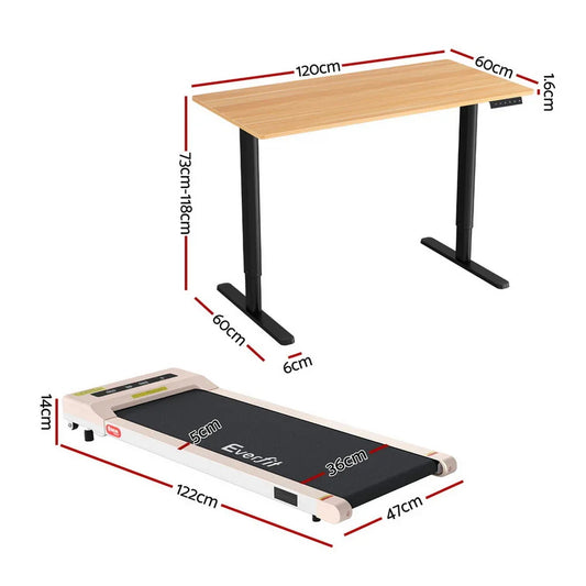 Artiss Electric Treadmill with 120cm Automatic Standing Desk Walking Pad 360mm - Mekamart Australia