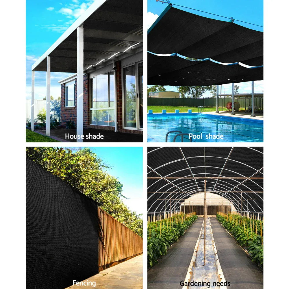 Instahut 50% Shade Cloth 1.83x20m Shade Cloth Sail Heavy Duty Shadecloth Garden Mesh Roll BK - Mekamart Australia