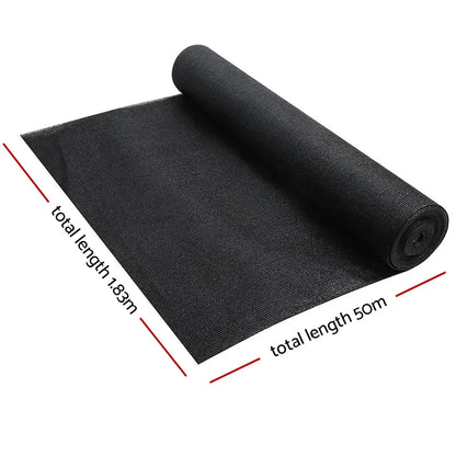 Instahut 50% Shade Cloth 1.83x50m Shadecloth Sail Heavy Duty Black - Mekamart Australia