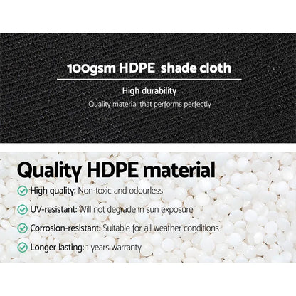 Instahut 50% Shade Cloth 1.83x50m Shadecloth Sail Heavy Duty Black - Mekamart Australia