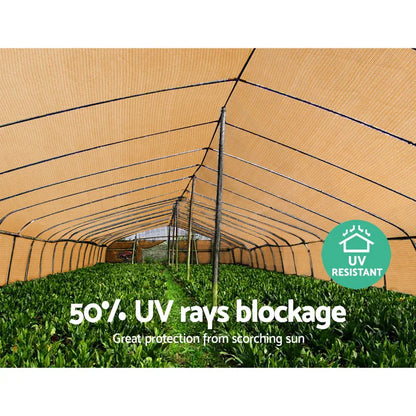 Instahut 50% Shade Cloth 3.66x10m Shadecloth Sail Heavy Duty Beige - Mekamart Australia