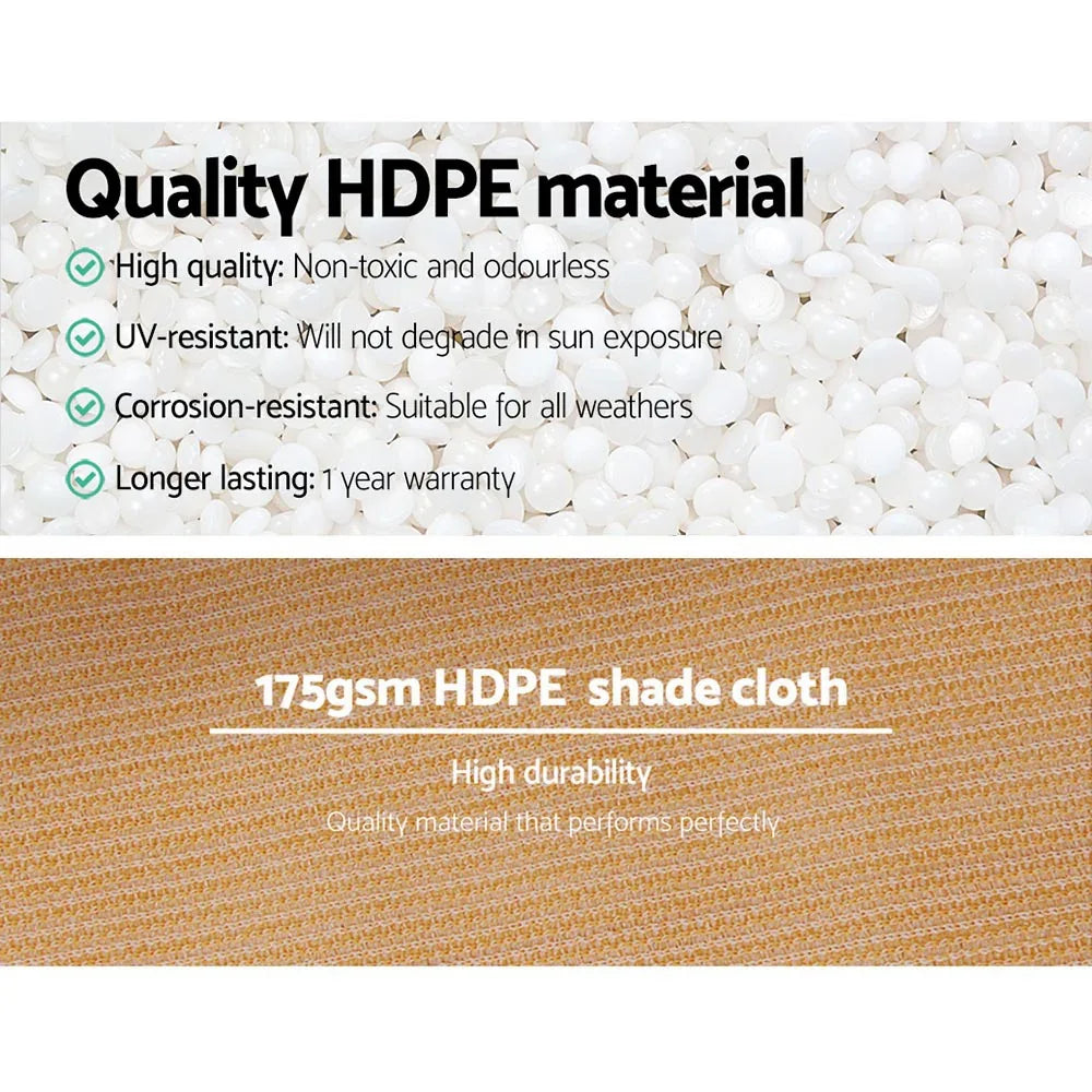 Instahut 70% Shade Cloth 3.66x10m Shadecloth Sail Heavy Duty Beige - Mekamart Australia