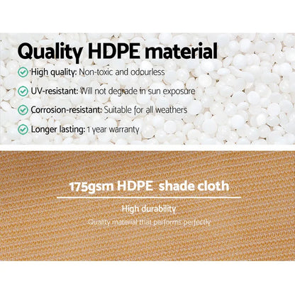 Instahut 70% Shade Cloth 3.66x10m Shadecloth Sail Heavy Duty Beige - Mekamart Australia