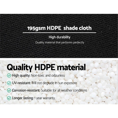 Instahut 90% Shade Cloth 3.66x10m Shadecloth Sail Heavy Duty Black - Mekamart Australia