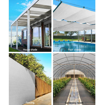 Instahut 30% Shade Cloth 3.66x10m Shadecloth Wide Heavy Duty White - Mekamart Australia