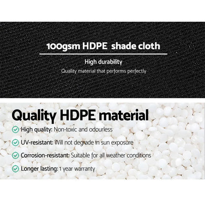 Instahut 50% Shade Cloth 3.66x20m Shadecloth Sail Heavy Duty Black - Mekamart Australia
