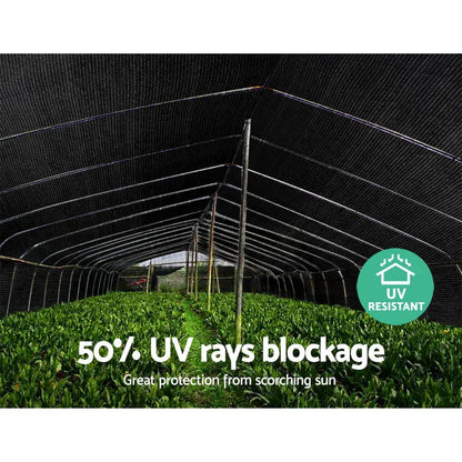Instahut 50% Shade Cloth 3.66x20m Shadecloth Sail Heavy Duty Black - Mekamart Australia