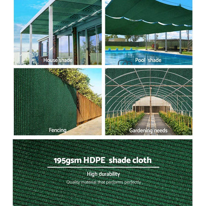 Instahut 90% Shade Cloth 3.66x20m Shadecloth Sail Heavy Duty Green - Mekamart Australia