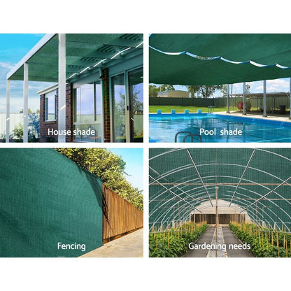 Instahut 50% Shade Cloth 3.66x30m Shadecloth Wide Heavy Duty Green - Mekamart Australia