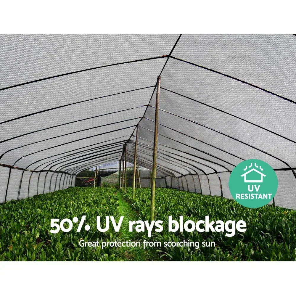 Instahut 50% Shade Cloth 3.66x30m Shadecloth Wide Heavy Duty White - Mekamart Australia