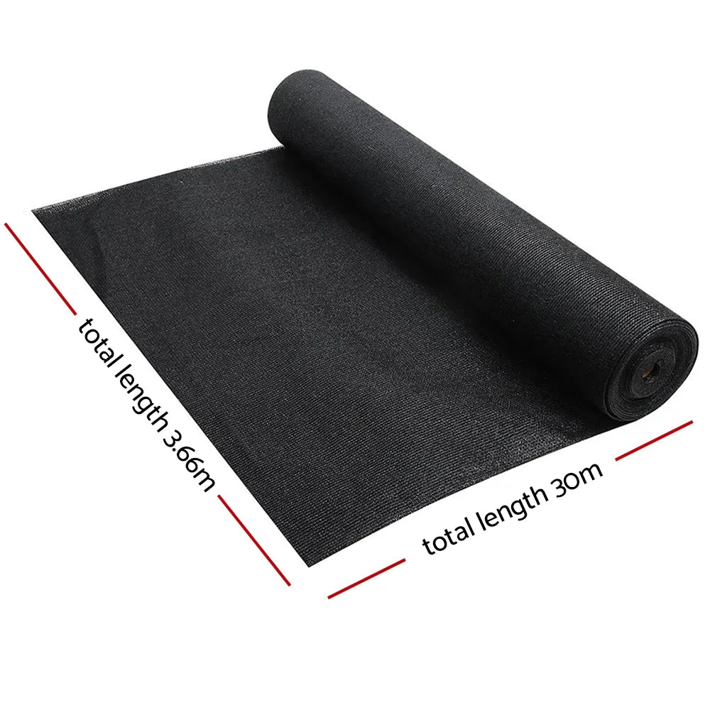Instahut 70% Shade Cloth 3.66x30m Shade Cloth Sail Heavy Duty Shadecloth Garden Mesh Roll BK - Mekamart Australia