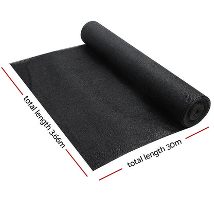 Instahut 70% Shade Cloth 3.66x30m Shade Cloth Sail Heavy Duty Shadecloth Garden Mesh Roll BK - Mekamart Australia