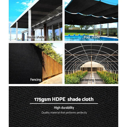 Instahut 70% Shade Cloth 3.66x30m Shade Cloth Sail Heavy Duty Shadecloth Garden Mesh Roll BK - Mekamart Australia