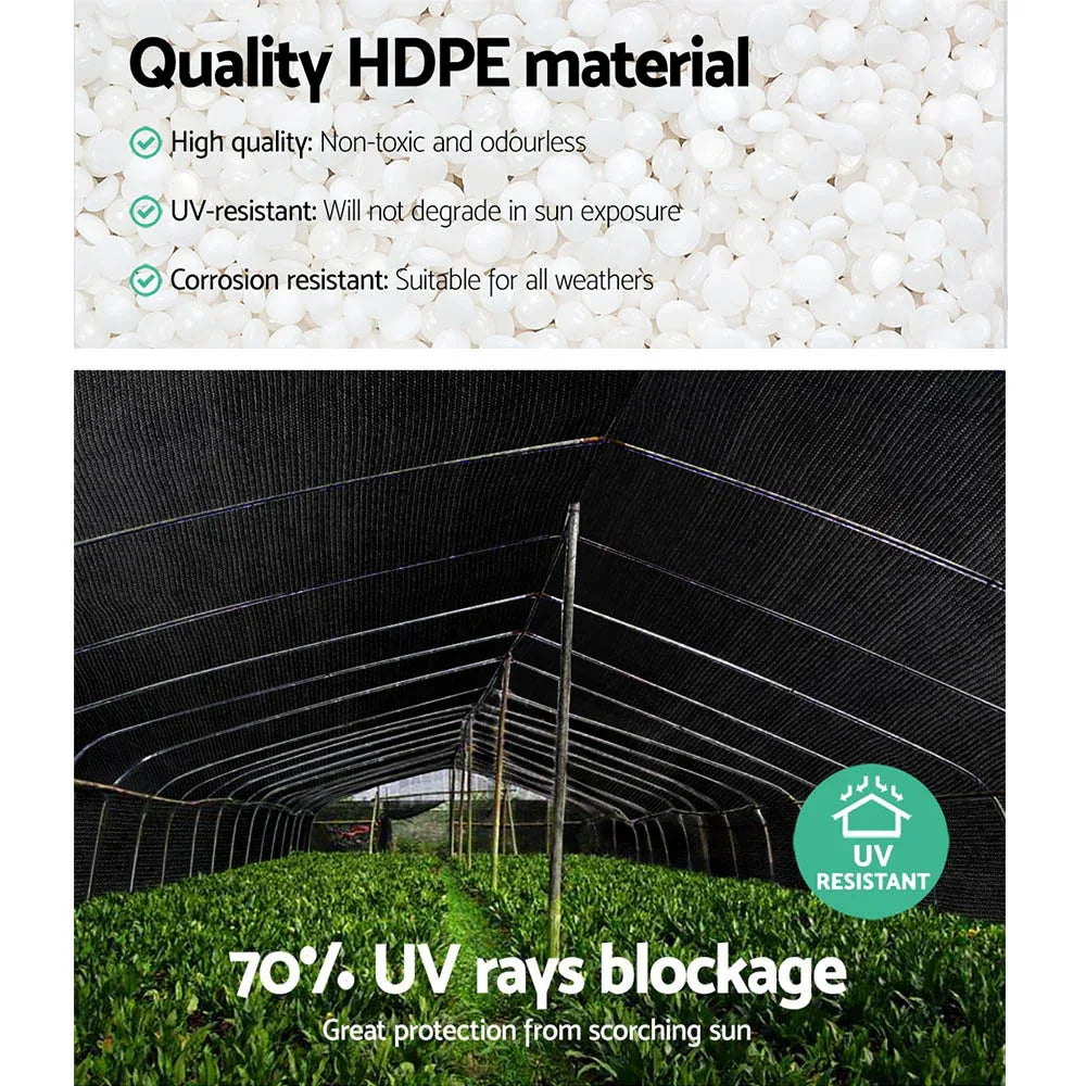Instahut 70% Shade Cloth 3.66x30m Shade Cloth Sail Heavy Duty Shadecloth Garden Mesh Roll BK - Mekamart Australia