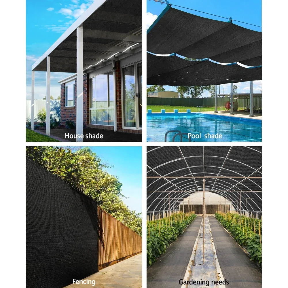 Instahut 30% Shade Cloth 3.66x30m Shadecloth Wide Heavy Duty Black - Mekamart Australia