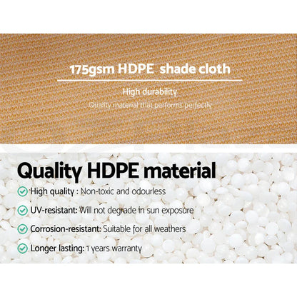Instahut 70% Shade Cloth 1.83x20m Shadecloth Sail Heavy Duty Beige - Mekamart Australia