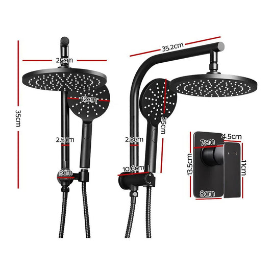 Cefito 9'' Rain Shower Head Set Handheld Round High Pressure Mixer Tap Black - Mekamart Australia