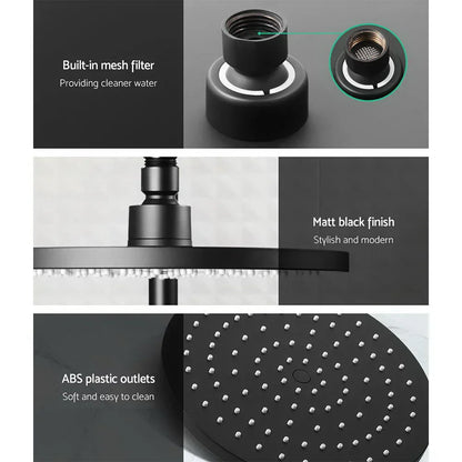 Cefito 9'' Rain Shower Head Set Handheld Round High Pressure Mixer Tap Black - Mekamart Australia