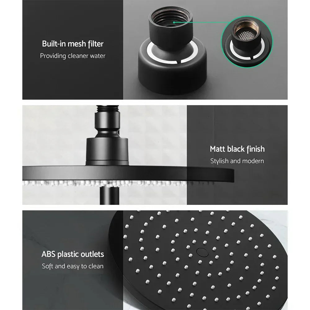 Cefito 9'' Rain Shower Head Set Handheld Round High Pressure Twins Tap Black - Mekamart Australia