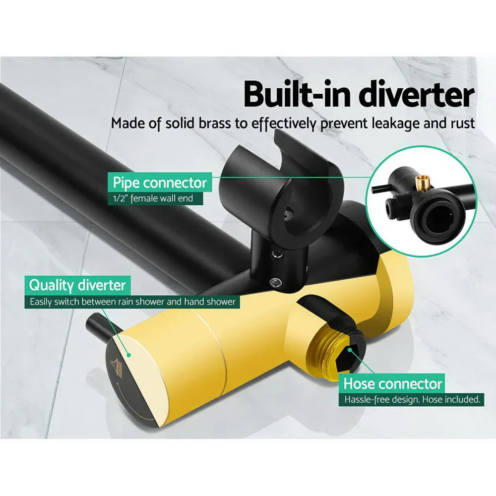 Cefito 9'' Rain Shower Head Set Handheld Round High Pressure Twins Tap Black - Mekamart Australia