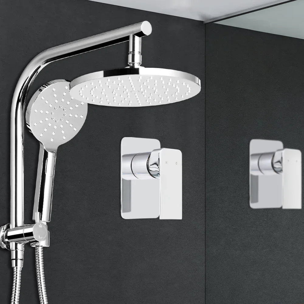 Cefito 9'' Rain Shower Head Set Handheld Round High Pressure Mixer Tap Chrome - Mekamart Australia