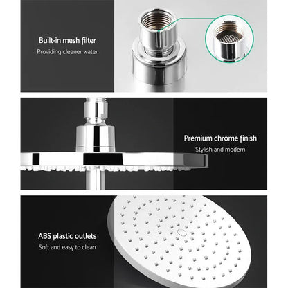 Cefito 9'' Rain Shower Head Set Handheld Round High Pressure Twins Tap Chome - Mekamart Australia