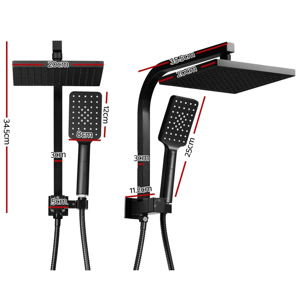 Cefito 8'' Rain Shower Head Set Handheld Square High Pressure Black - Mekamart Australia