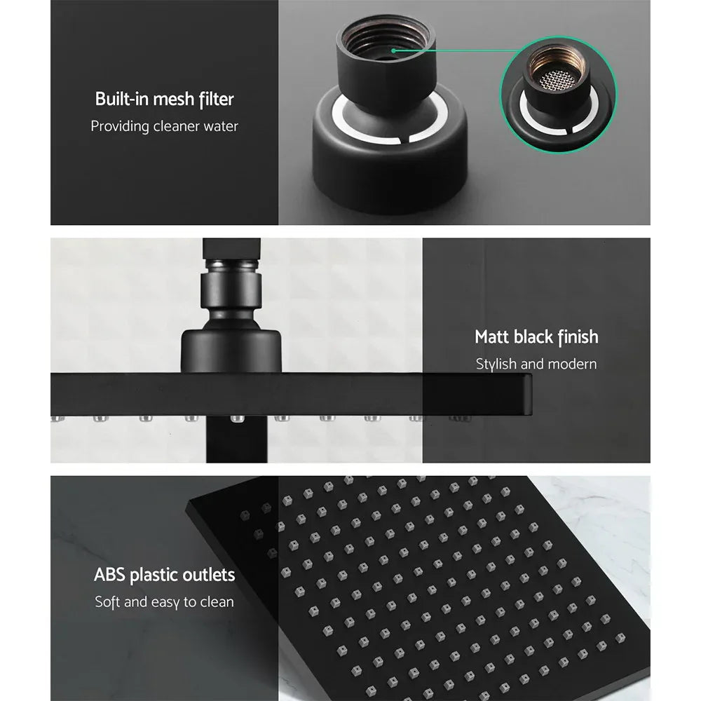 Cefito 8'' Rain Shower Head Set Handheld Square High Pressure Mixer Tap Black - Mekamart Australia