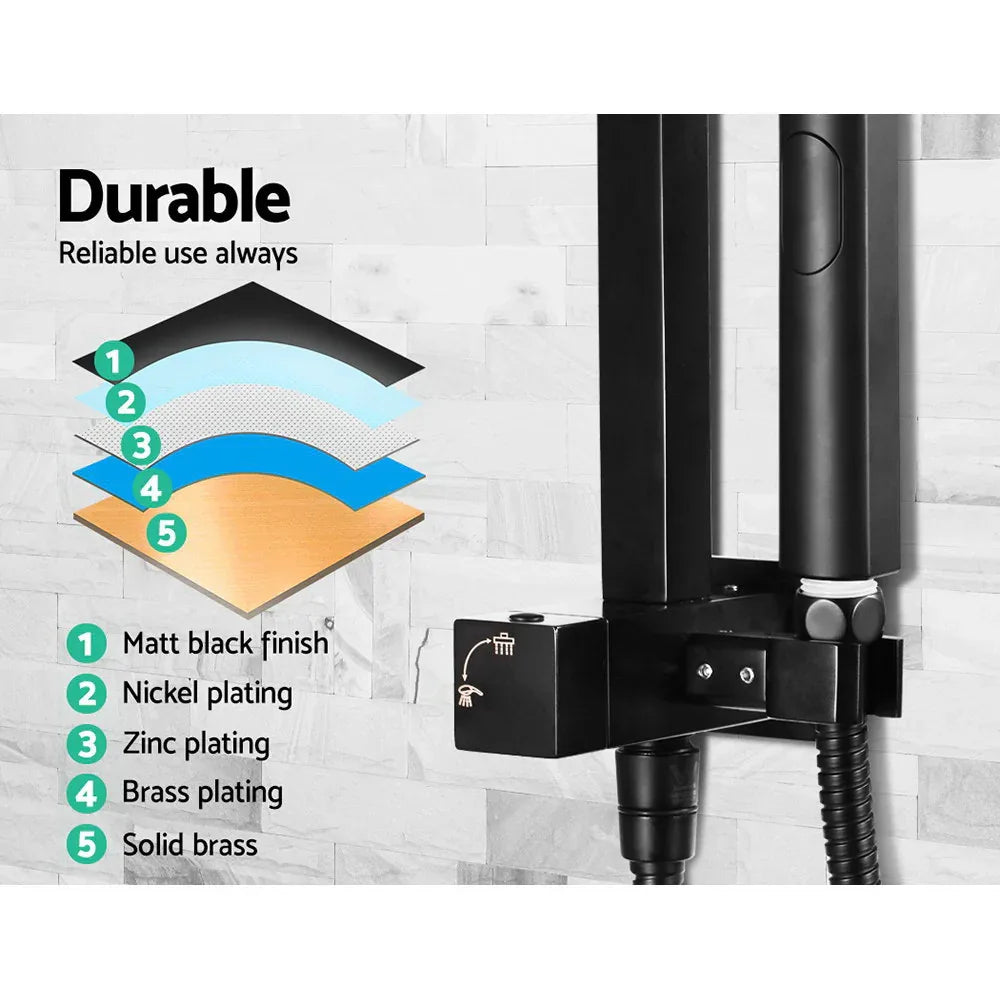 Cefito 8'' Rain Shower Head Set Handheld Square High Pressure Mixer Tap Black - Mekamart Australia