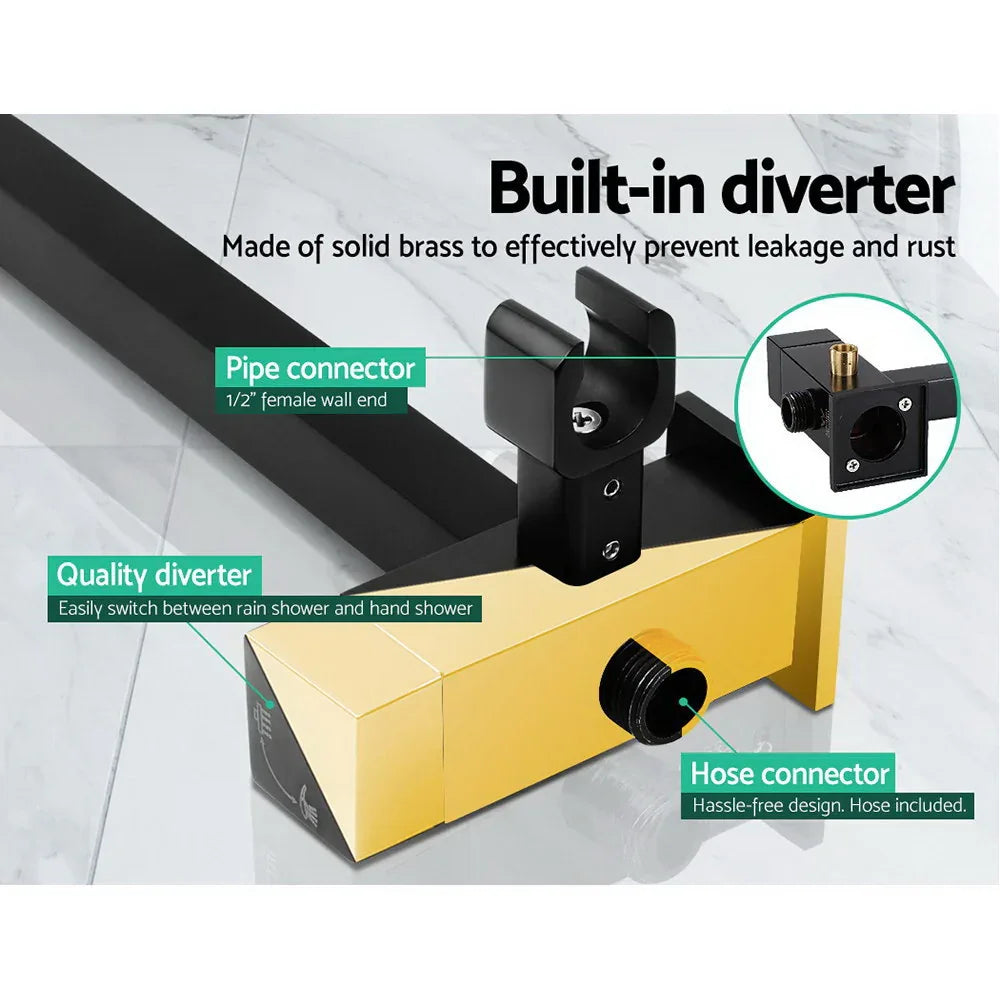 Cefito 8'' Rain Shower Head Set Handheld Square High Pressure Twins Tap Black - Mekamart Australia
