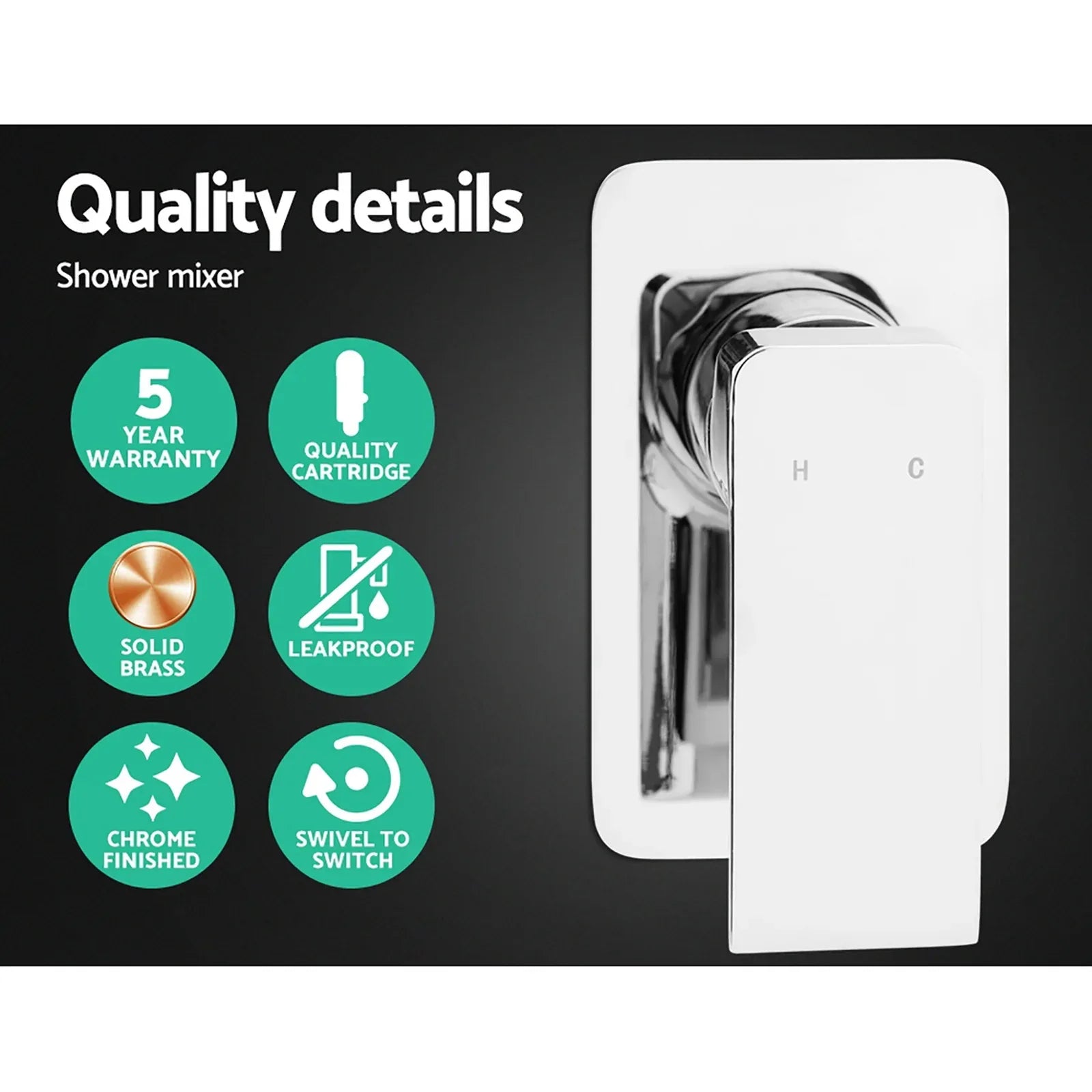Cefito 8'' Rain Shower Head Set Handheld Square High Pressure Mixer Tap Chrome - Mekamart Australia