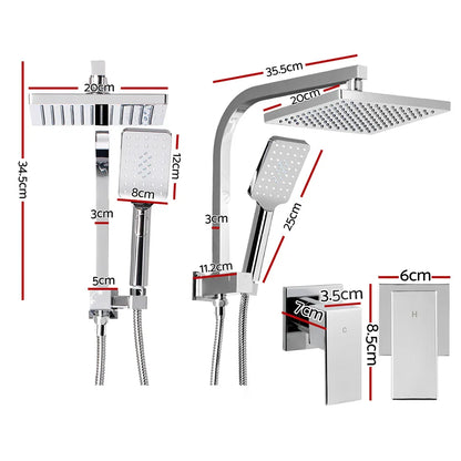 Cefito 8'' Rain Shower Head Set Handheld Square High Pressure wins Tap�Chrome - Mekamart Australia