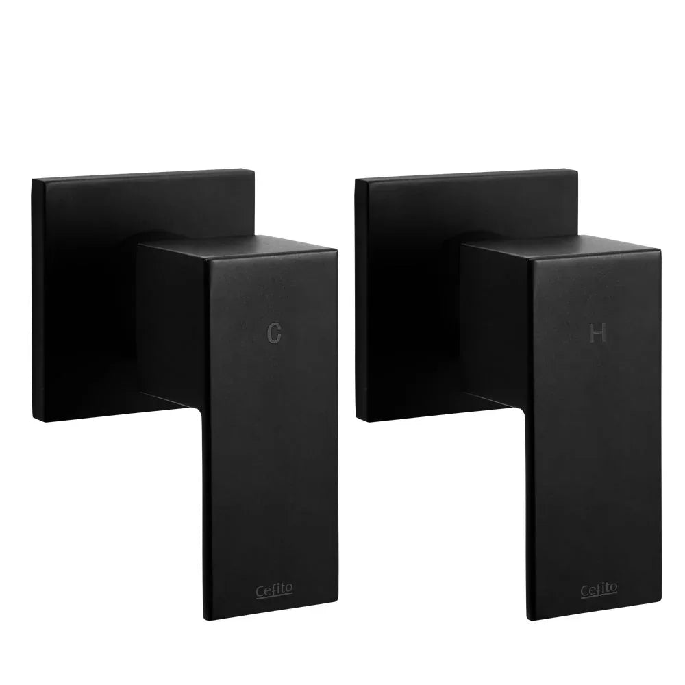 Cefito Shower Twins Tap Wall Bath Taps Brass Hot Cold Basin Bathroom Black - Mekamart Australia