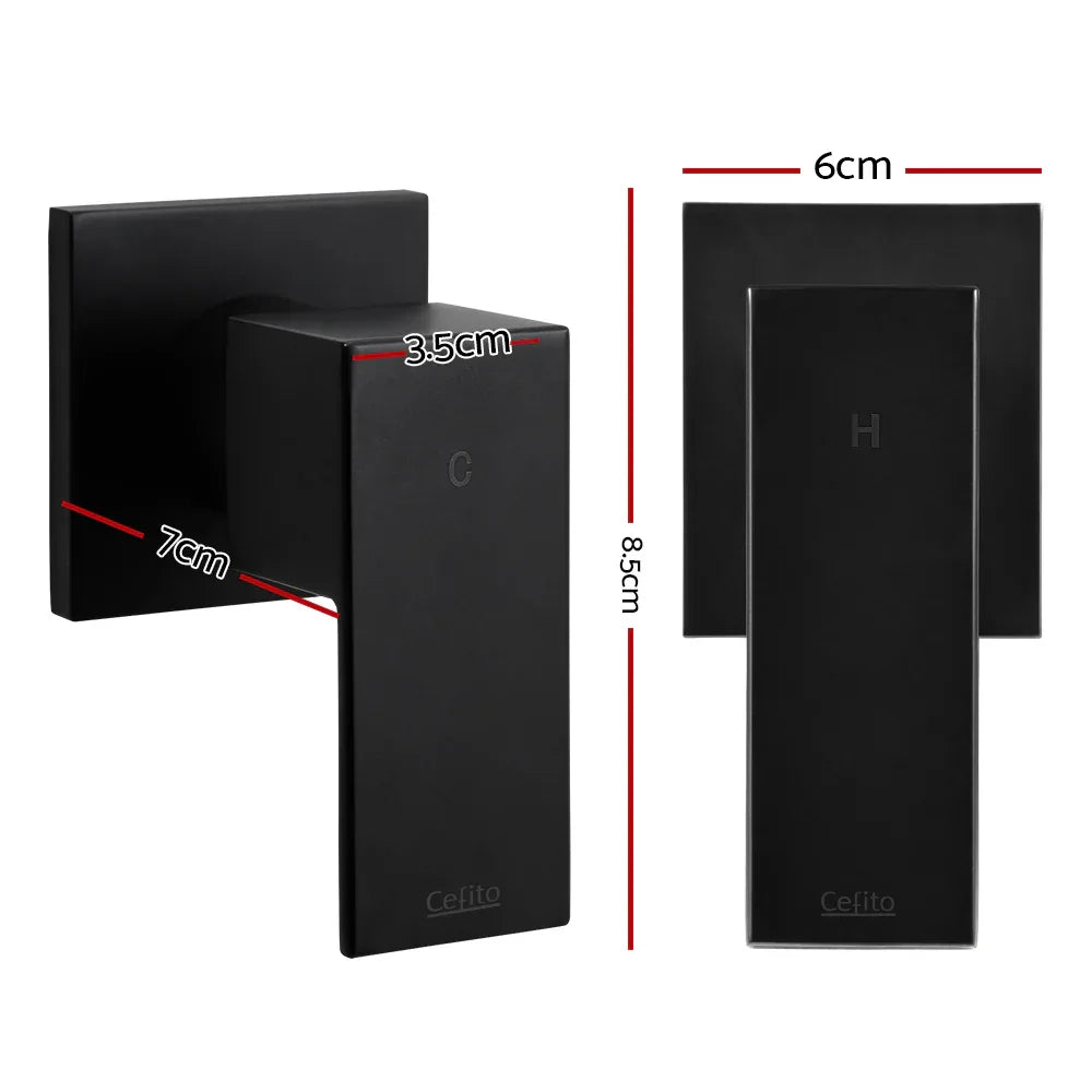 Cefito Shower Twins Tap Wall Bath Taps Brass Hot Cold Basin Bathroom Black - Mekamart Australia