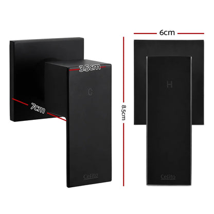 Cefito Shower Twins Tap Wall Bath Taps Brass Hot Cold Basin Bathroom Black - Mekamart Australia