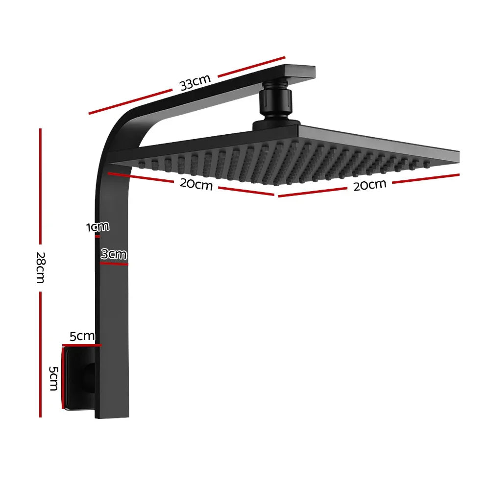 Cefito 8'' Rain Shower Head Wall Arm Square High Pressure Black - Mekamart Australia