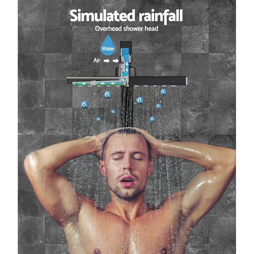 Cefito 8'' Rain Shower Head Wall Arm Square High Pressure Black - Mekamart Australia