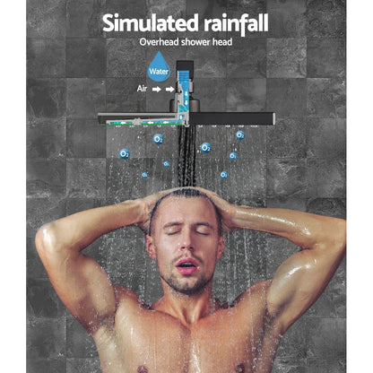 Cefito 8'' Rain Shower Head Wall Arm Square High Pressure Black - Mekamart Australia