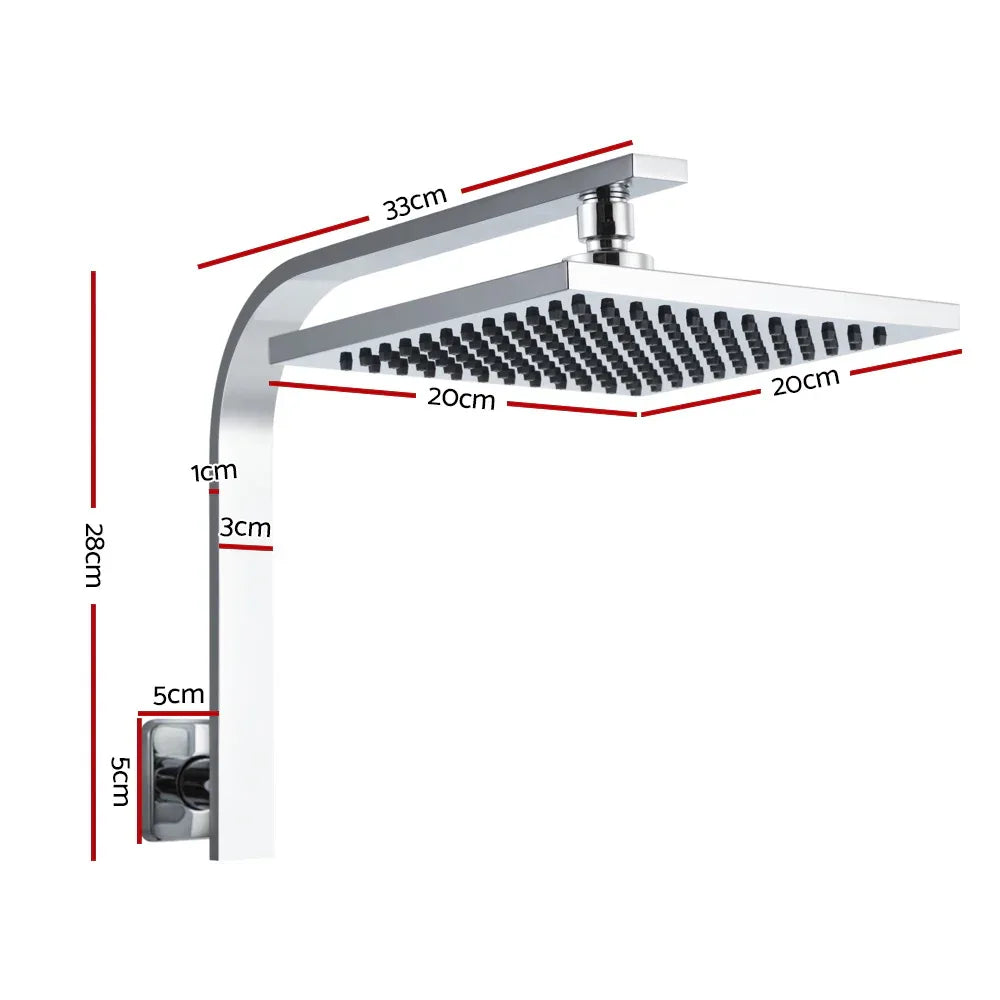 Cefito 8'' Rain Shower Head Wall Arm Square High Pressure Chrome - Mekamart Australia