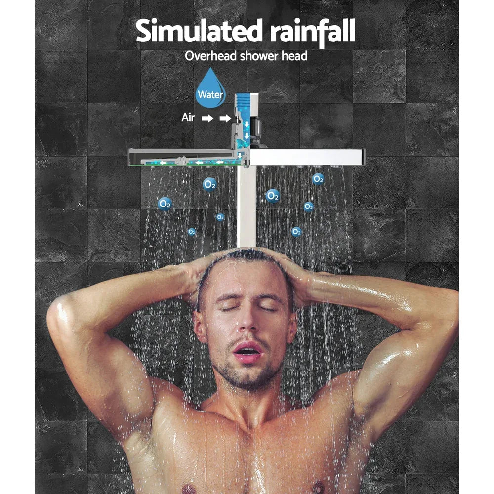 Cefito 8'' Rain Shower Head Wall Arm Square High Pressure Mixer Tap Chrome - Mekamart Australia