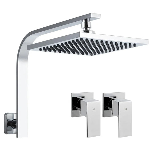 Cefito 8'' Rain Shower Head Wall Arm Square High Pressure Twins Tap Chrome - Mekamart Australia