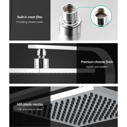 Cefito 8'' Rain Shower Head Wall Arm Square High Pressure Twins Tap Chrome - Mekamart Australia
