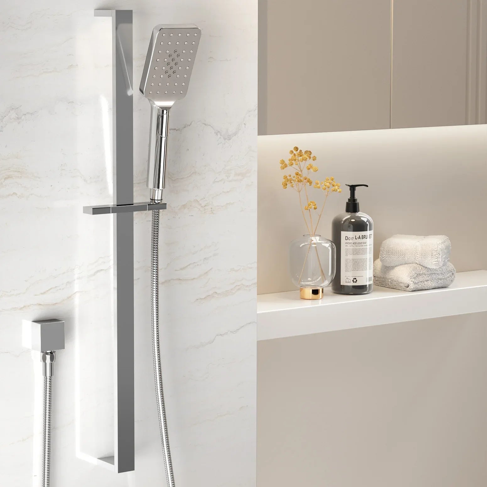 Handheld Shower Head Set 3.1'' High Pressure Silver - Mekamart Australia