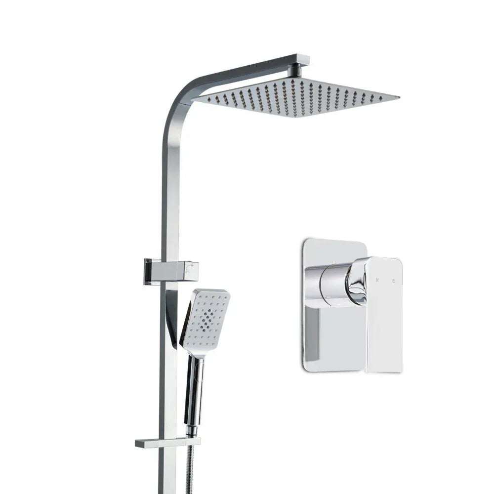 Cefito 10'' Rain Shower Head Set Handheld Square High Pressure Mixer Tap Chrome - Mekamart Australia