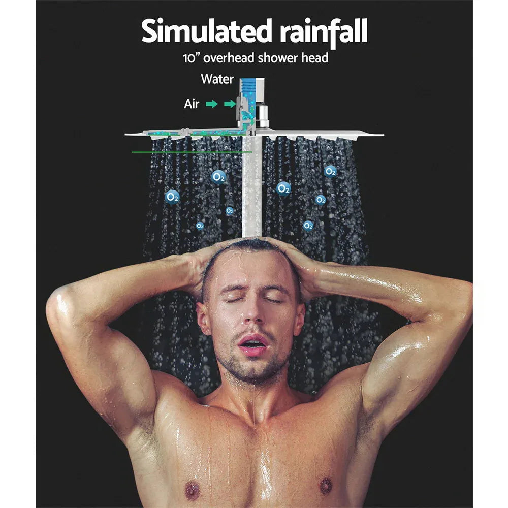 Cefito 10'' Rain Shower Head Set Handheld Square High Pressure Mixer Tap Chrome - Mekamart Australia