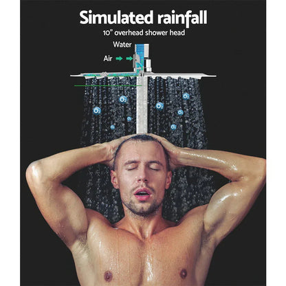 Cefito 10'' Rain Shower Head Set Handheld Square High Pressure Mixer Tap Chrome - Mekamart Australia