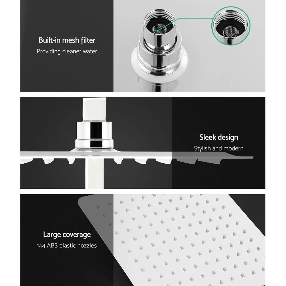Cefito 10'' Rain Shower Head Set Handheld Square High Pressure Mixer Tap Chrome - Mekamart Australia