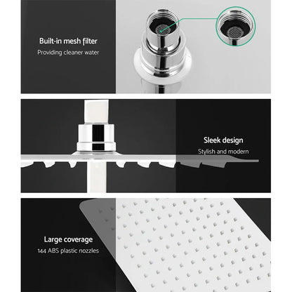 Cefito 10'' Rain Shower Head Set Handheld Square High Pressure Mixer Tap Chrome - Mekamart Australia