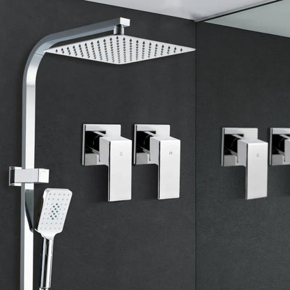 Cefito 10'' Rain Shower Head Set Handheld Square High Pressure Twins Tap Chrome - Mekamart Australia